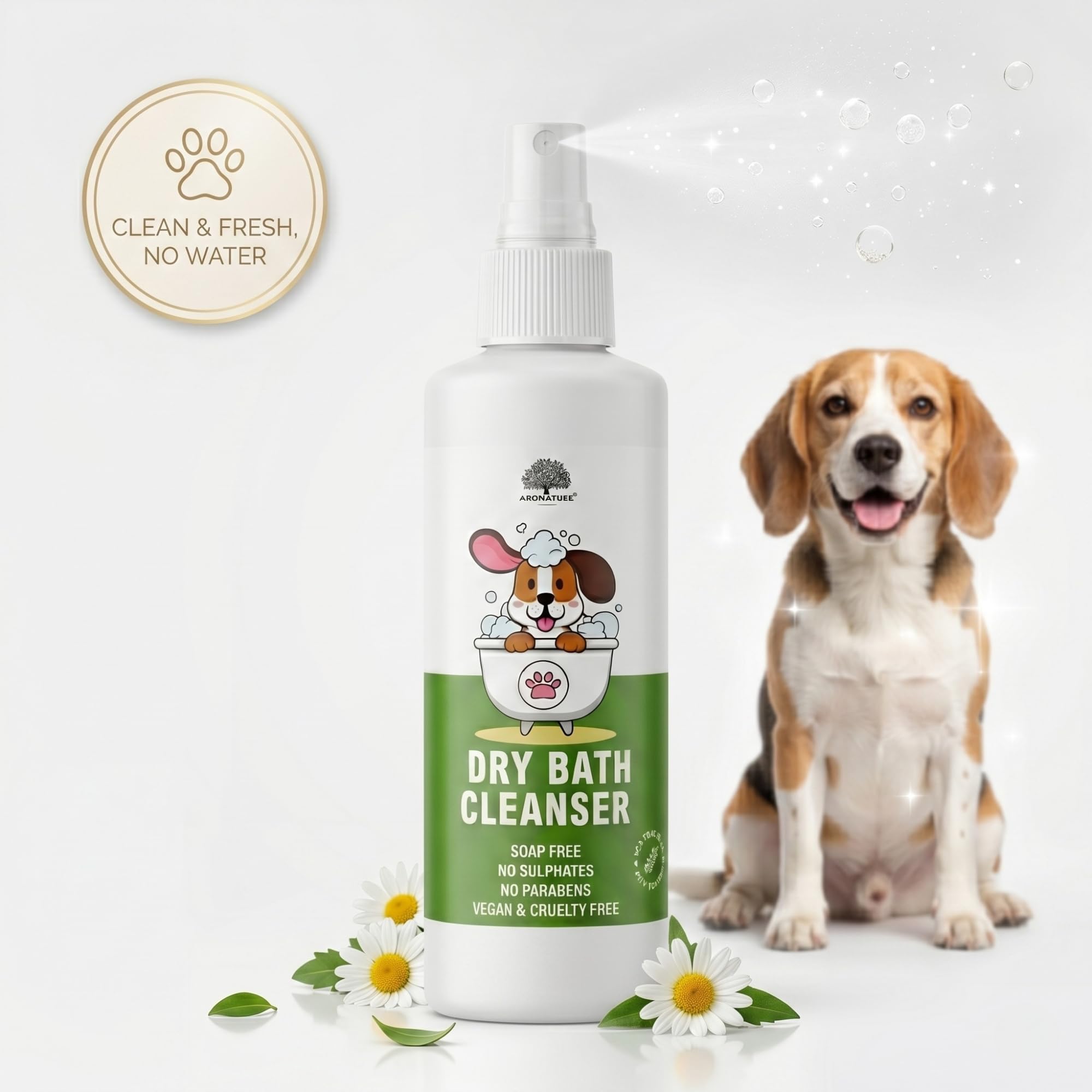 Aromatree Dry Bath Cleanser for Pets 200ml | Soap-Free & pH-Balanced Dog & Cat Spray | No-Rinse Pet Shampoo with Anti-Bacterial Tea Tree Oil | Quick Clean & Odor Removal 3