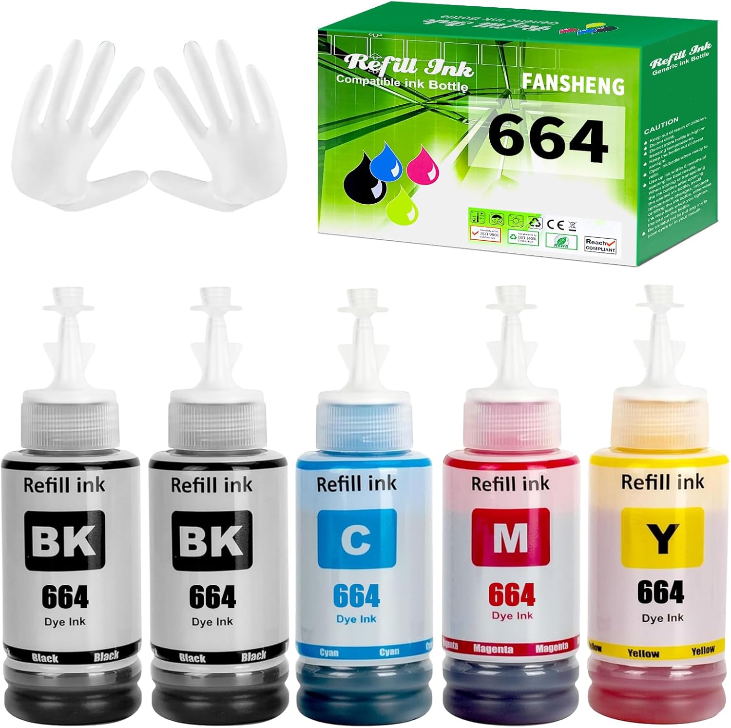 664 Tinte kompatibel mit Epson T664 f r EcoTank ET-2500 ET-2550 ET-2600 ET-2650 ET- 3600 ET-4500 ET-4550 ET-14000 ET-15000 ET-16500 L100 L110 L200 L210 L350 L355 5 Pack 2BK/C/M/Y