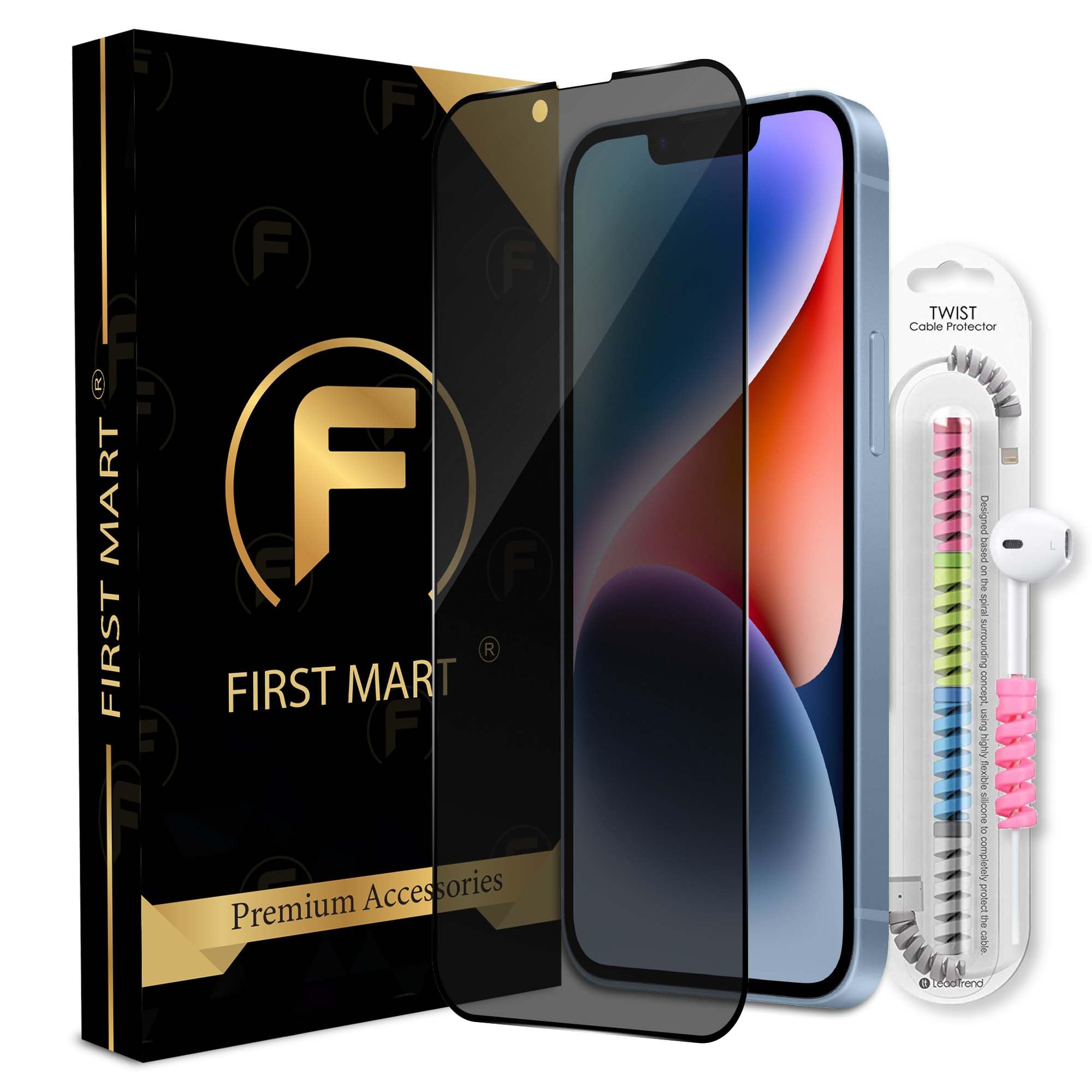 FIRST MART Privacy Tempered Glass for iPhone 14 / iPhone 13 / iPhone 13 Pro Edge to Edge Full Screen Coverage & Cable Protector & Easy Installation Kit (B0CS6Y5WJJ) Amazon Price History, Amazon Price Tracker