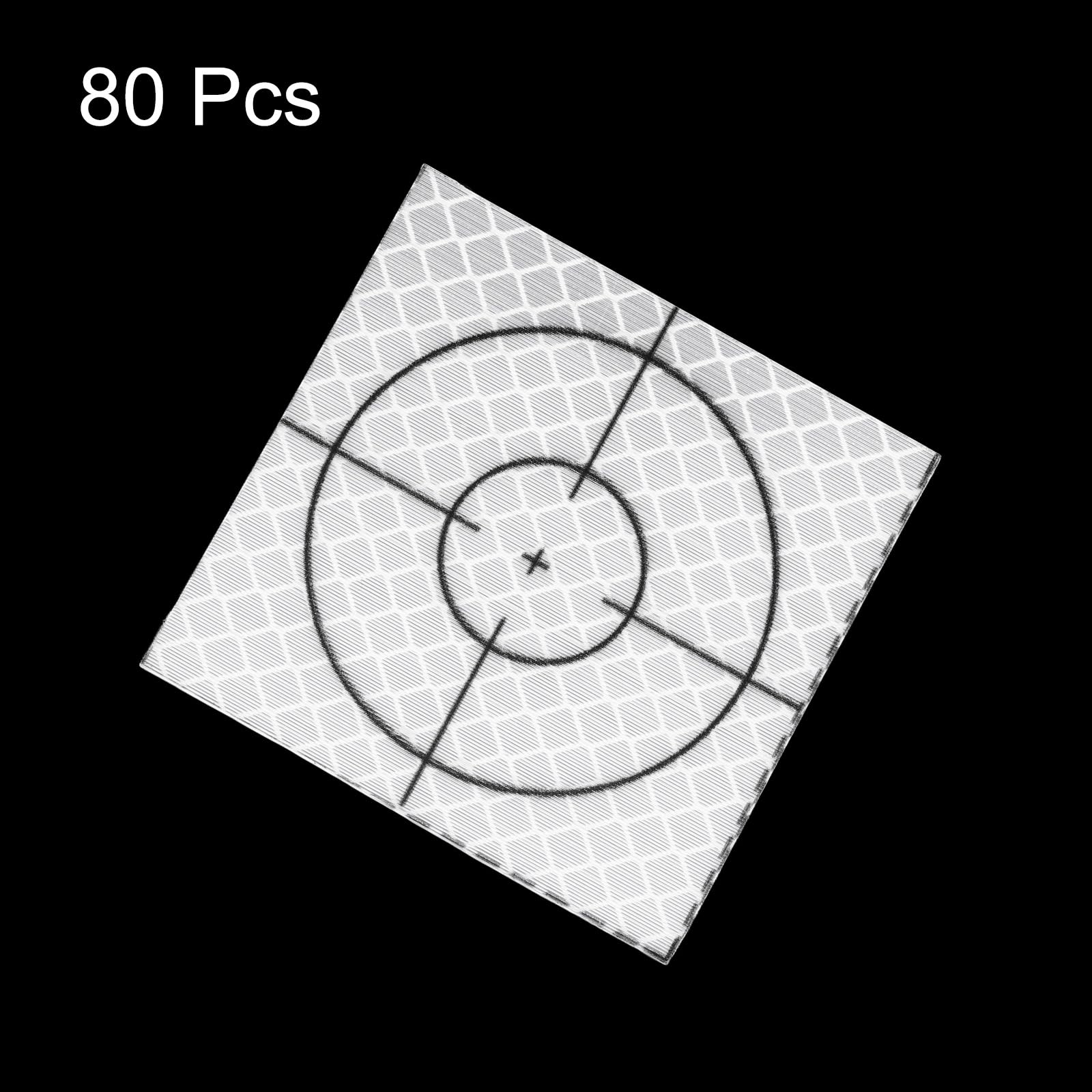 QUARKZMAN 80Pezzi Fogli Riflettenti per Rilevamento 60mm X 60mm Adesivi Target Autoadesivo per Topografia Nastro Riflettente per Stazione Totale Ispezione Navale Misurazione Gallerie Argento