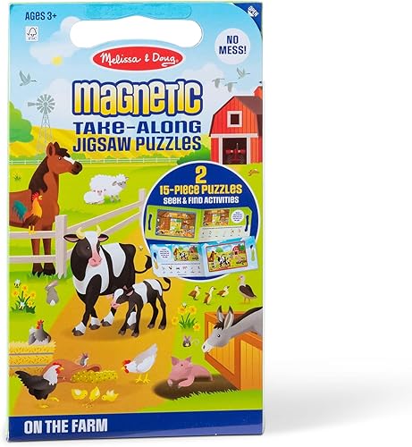 Melissa & Doug Juego de rompecabezas magnéticos para llevar - En la granja (2 x 15 piezas) Juguete de actividad de viaje para preescolares y niños