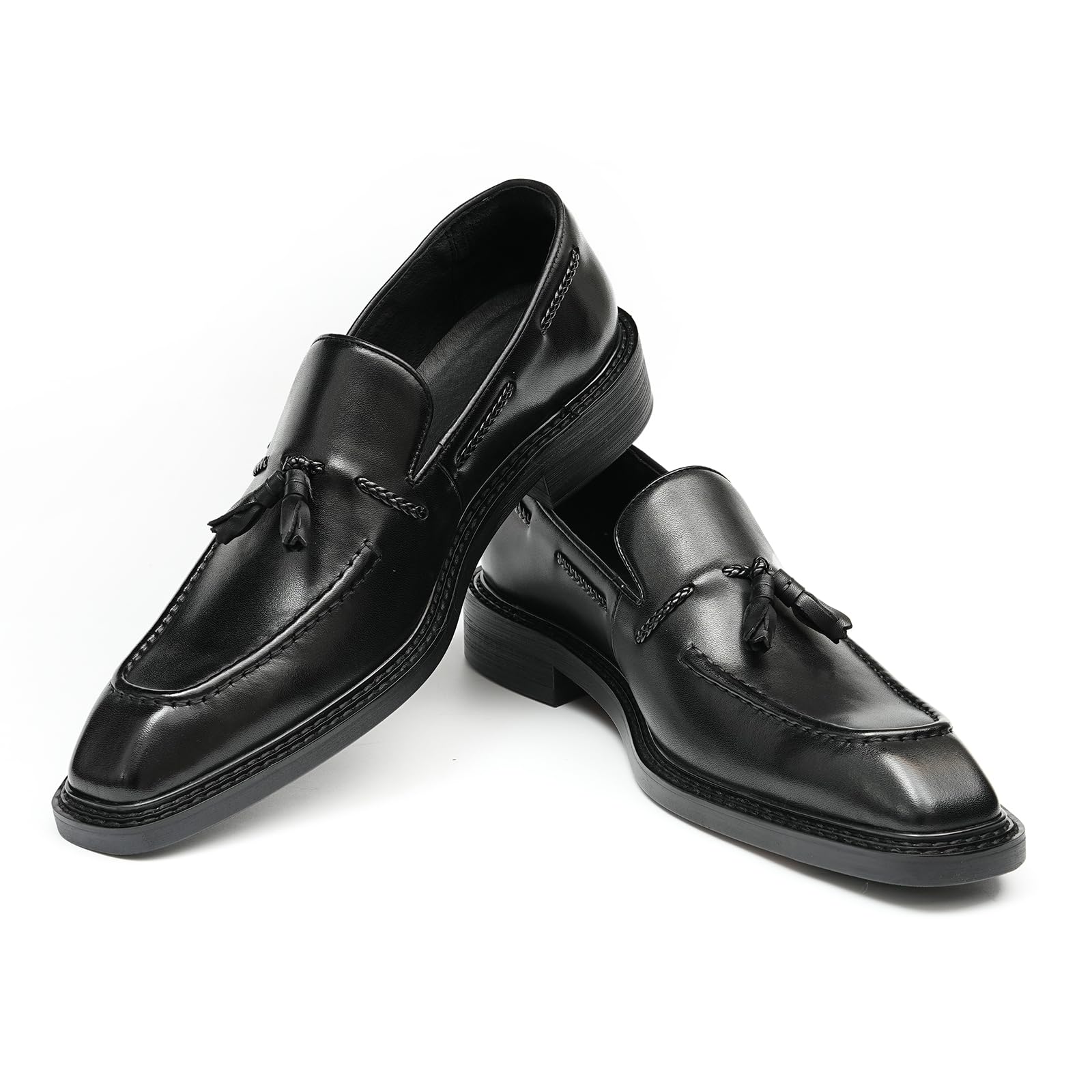 Mocasines con Borlas Negocios Casuales Zapatos Slip On en Cuero Genuino