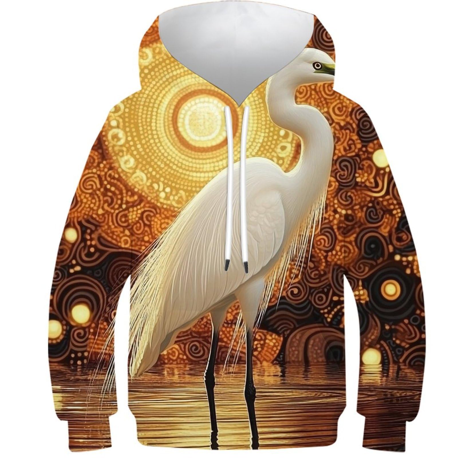 Sweat aigrette dorée 3D pull à capuche tendance manches longues - 4