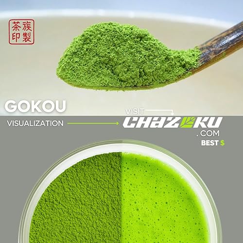 Miniatura 4 de CHAZOKU Gokou - Bolsa de 1.06 oz de té verde matcha en polvo, cultivar individual, grado súper ceremonial, molido a piedra, té japonés tradicional,