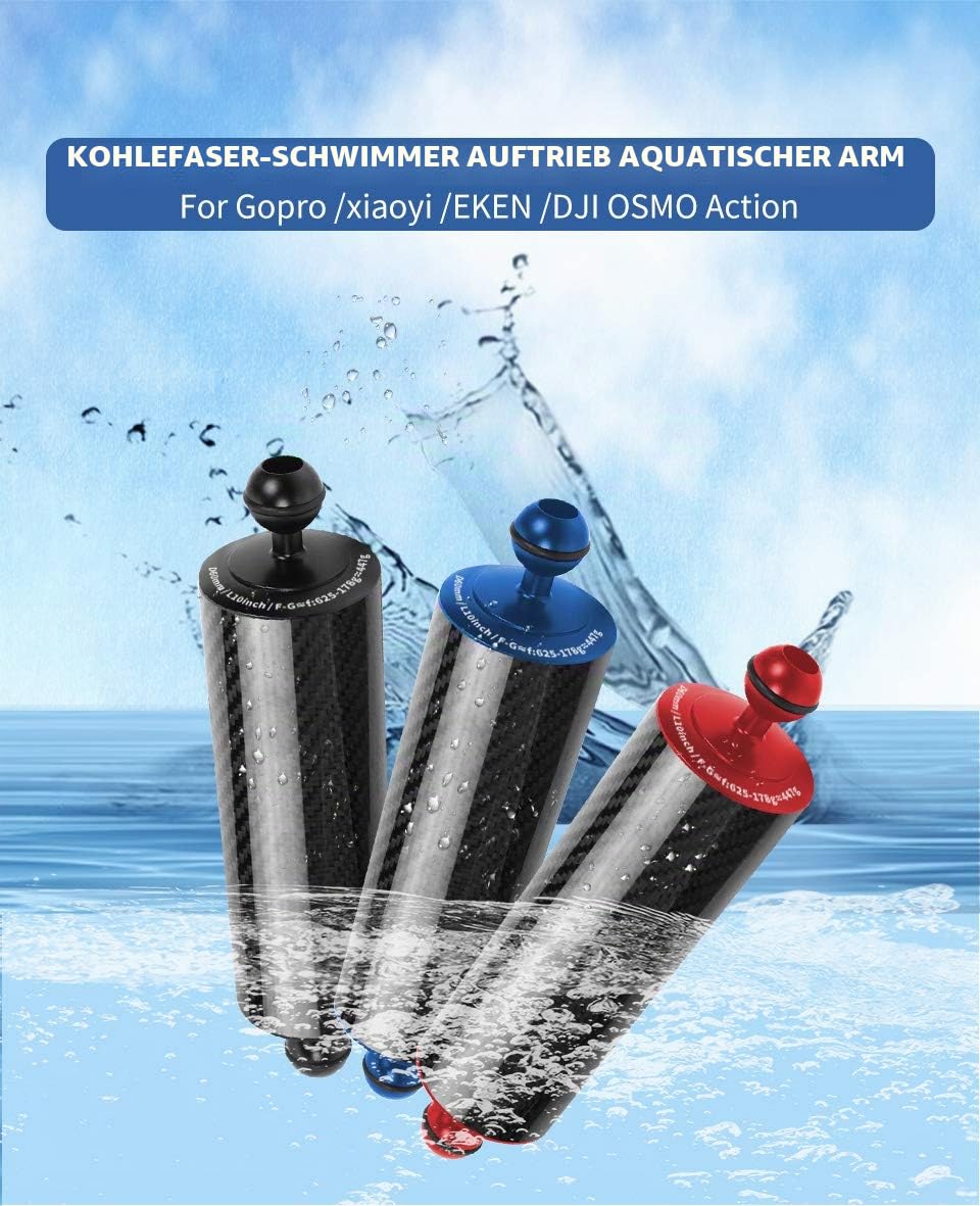 D60 mm Tauch Schwimmer Wasserlampe, Arm 108 g – 584 g 2,5 cm Doppelball 5/8/10/12 Zoll Unterwasserkamer (20,3 cm – 312 g, rot)