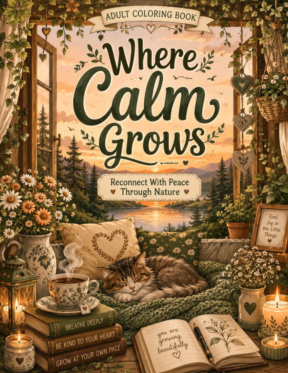 Where Calm Grows: A Gentle Coloring Book to Reconnect with Peace through Nature for Relaxation
