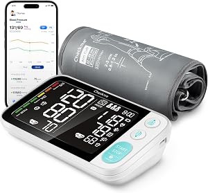 Checkme Bluetooth Blood Pressure Machine for Home Use include Pregnant Women & Diabetics, Extra-Large Automatic Cuff 22-45cm, Digital BP Monitor w Large 5.5” Display, 2*250 Stockage, Voice Broadcast