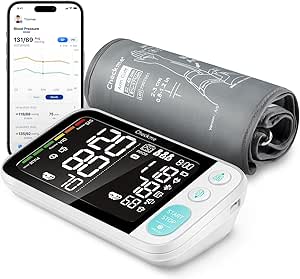 Checkme Blood Pressure Machine for Home Use include Pregnant Women &amp; Diabetics, Bluetooth Blood Pressure Monitor, Large Display BP Machine, XL Automatic Cuff 22-45cm, 2*250 Stockage, Voice Broadcast