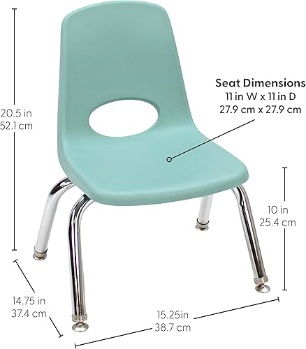 Miniatura 20 de Factory Direct Partners 10355-BL Silla escolar apilable de 10 pulgadas, asiento apilable para estudiantes con patas de acero cromado y rodamientos