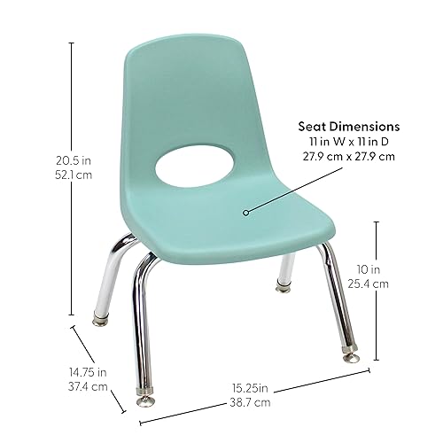 Miniatura 2 de Factory Direct Partners 13227-SF Silla escolar apilable de 10 pulgadas, asiento apilable para estudiantes con patas de acero cromado y deslizadores
