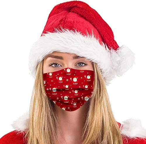 Miniatura 5 de 50Pcs Fall Winter Holiday Christmas Disposable Printed Face Cover with Designs for Adults,3 Ply with Nose Wire christmas 1,#Acción