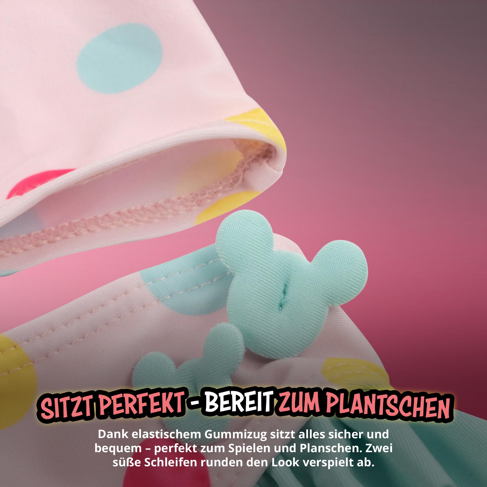 United Labels Disney Minnie Mouse Tankini für Mädchen mit Rüschen, Rosa Türkis, Zweiteiliger Badeanzug, Bademode Kinder