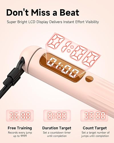 Miniatura 3 de Cuerda de saltar inteligente 2 en 1, control de aplicación y registro de datos, cuerda de saltar inalámbrica con contador para mujeres, hombres,