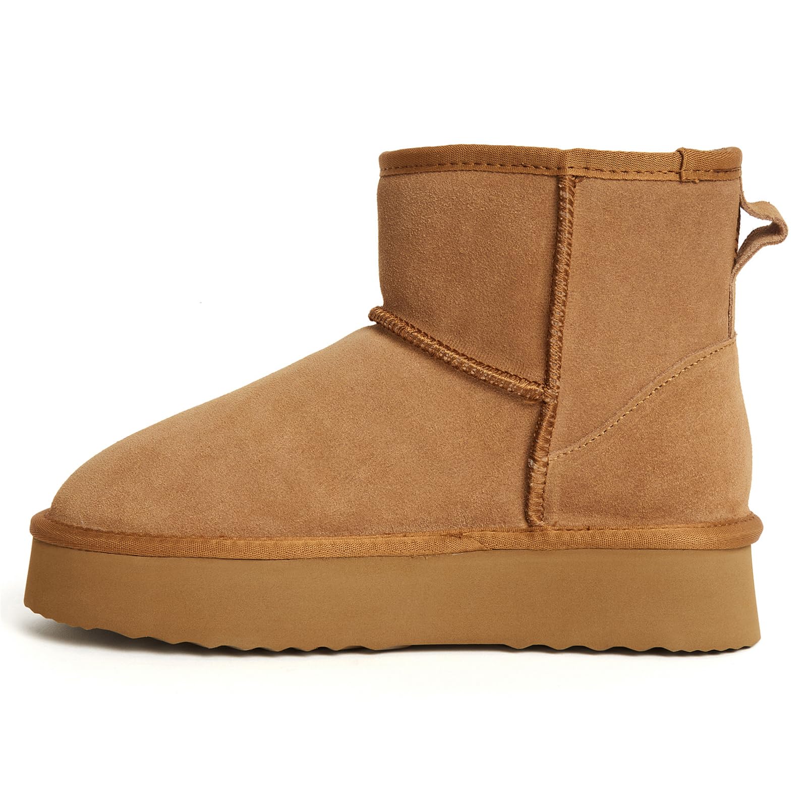 Shenduo Mujer Plataforma Botines de Nieve Invierno Clásico | Material Cuero Impermeable Forradas de Piel Cálido Clásico Botas para Clima Frío
