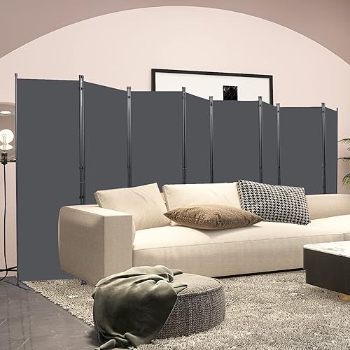 Miniatura 6 de Divisor de habitación, 8 paneles plegables de privacidad con pies de soporte más anchos, partición de habitación portátil de 6 pies para separador