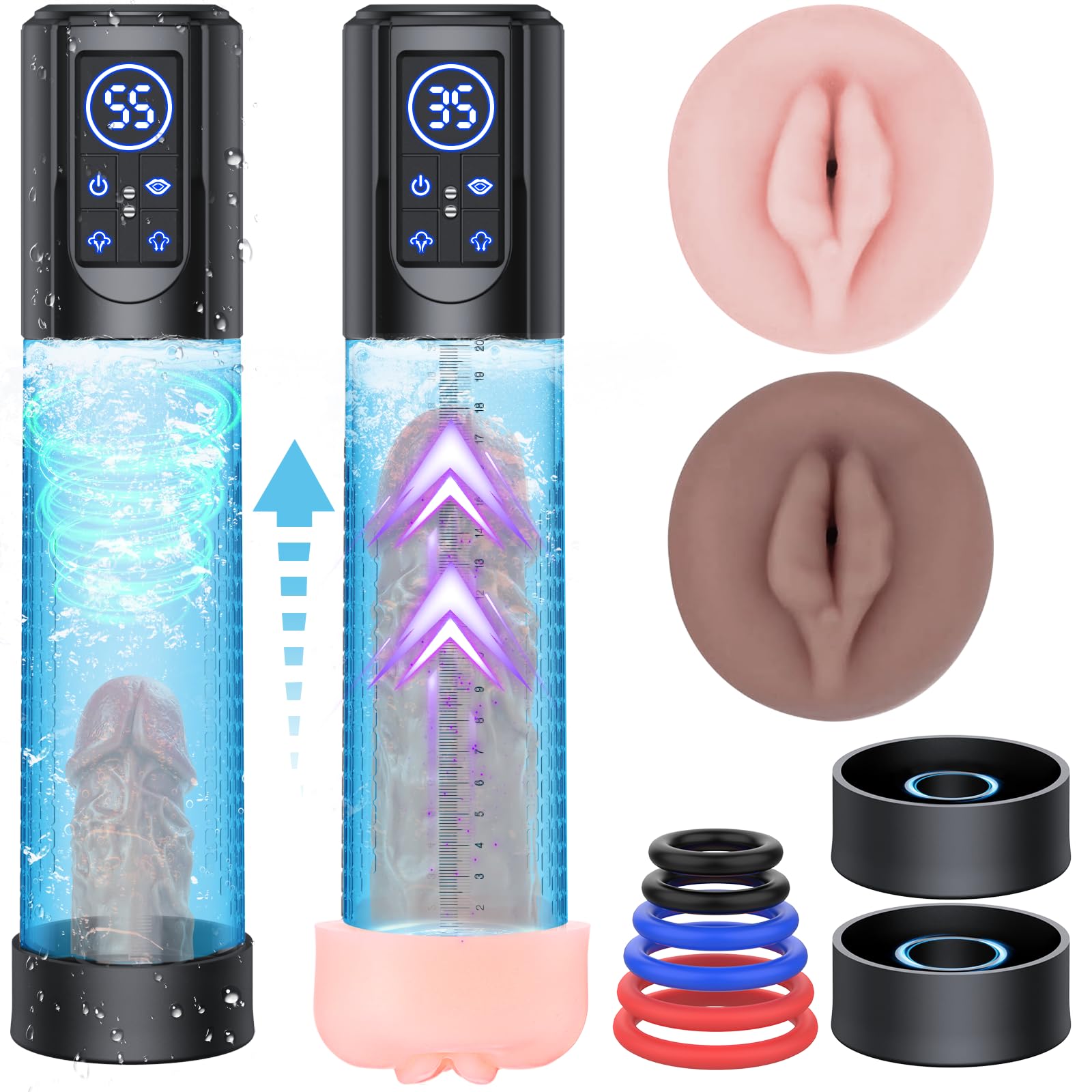 Penis Pump Male Sex Toys - 12 Smart Modes Water Penis Enlarger Extender Electric Dick Pump Male Masturbator Waterproof Cock Pump Erection Pump Device Adult Sex Toys for Men Penis Sleeve Ring Extension