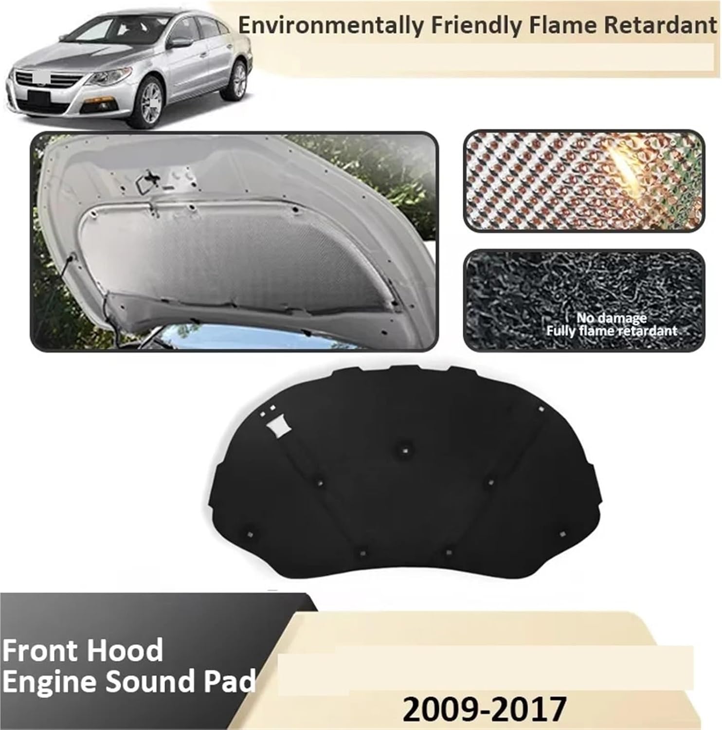 Front Hood Engine Compatible For VW Passat CC 2009 2010 2011 2012 2013 2014 2015 2016 2017 Sound Insulation Soundproof Auto Part