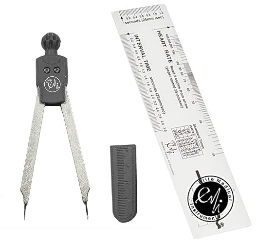 EMI Premium Quality Deluxe EKG Caliper and EKG Ruler Pocket Reference Guide Combination Set EKR-453