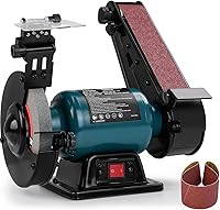GRETEEFOR 2-in-1 Bench Grinder Belt Sander Combo: 6-Inch Grinder & 2x27" Belt, 2.5A Motor for Knife Sharpening, Wood & Metal Sanding