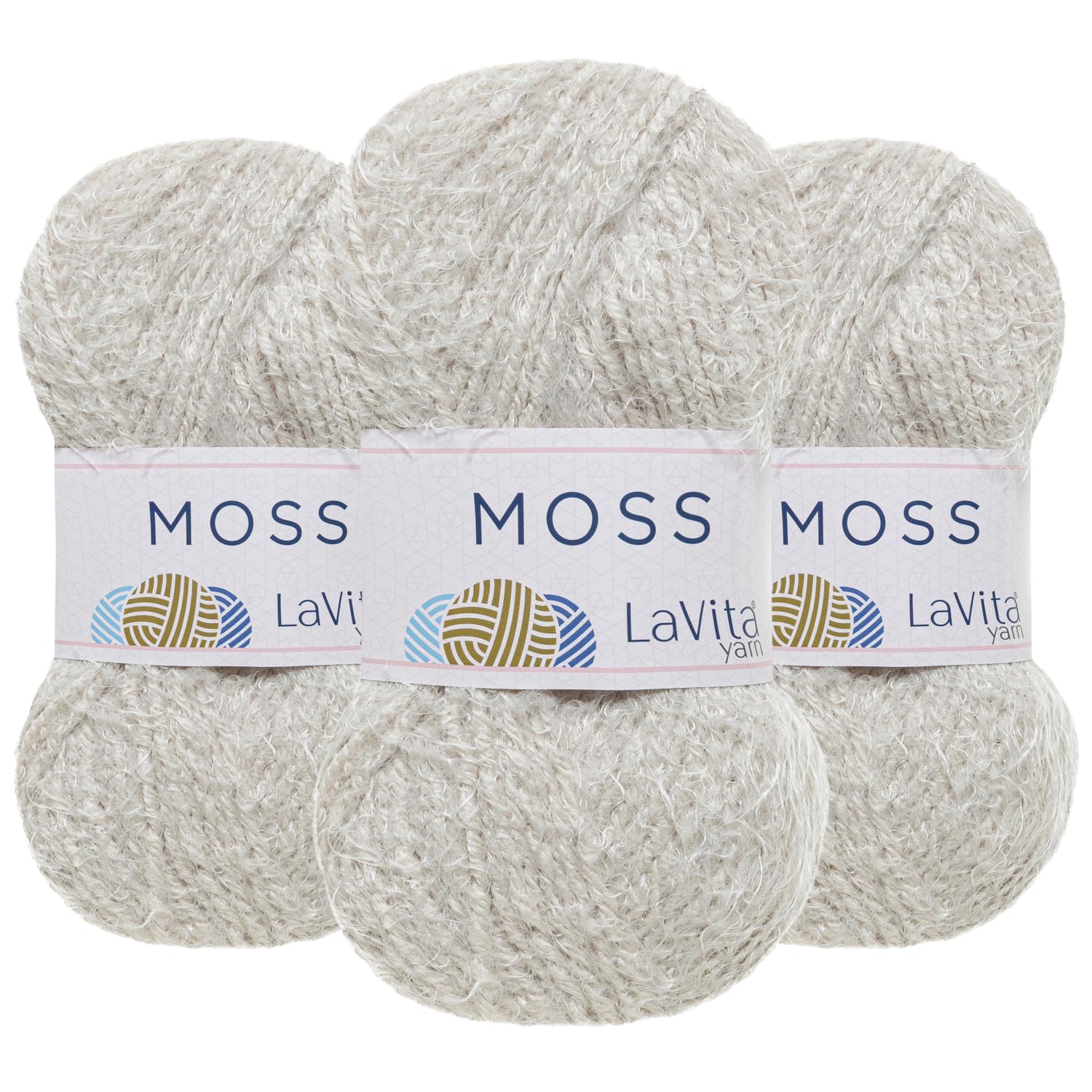 LaVita Moss Premium Anti-Pill Nylon Acrylic Yarn - 801 Yards, 3 x 3.5 oz - Soft Fluffy Texture, Durable, Hypoallergenic for Knitting and Crochet Cozy Clothes, Blankets, and Plush Toys - 3 Skeins Pack