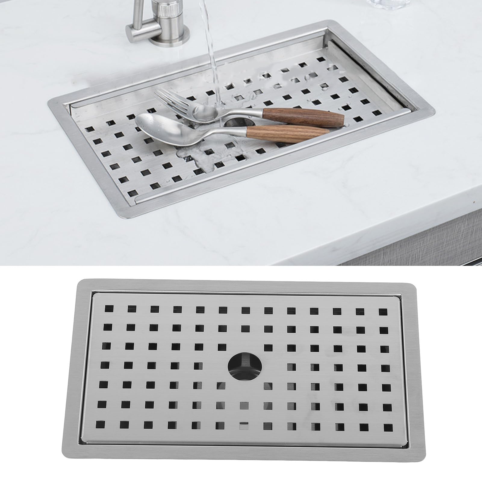 HEEPDD Fregadero de Cocina con Bandeja de Drenaje de Agua Dispensador de Agua Bandeja Recogedor de Goteo Estera Fregadero de Barra Pequeña de Acero Inoxidable Lavabo de Estación de