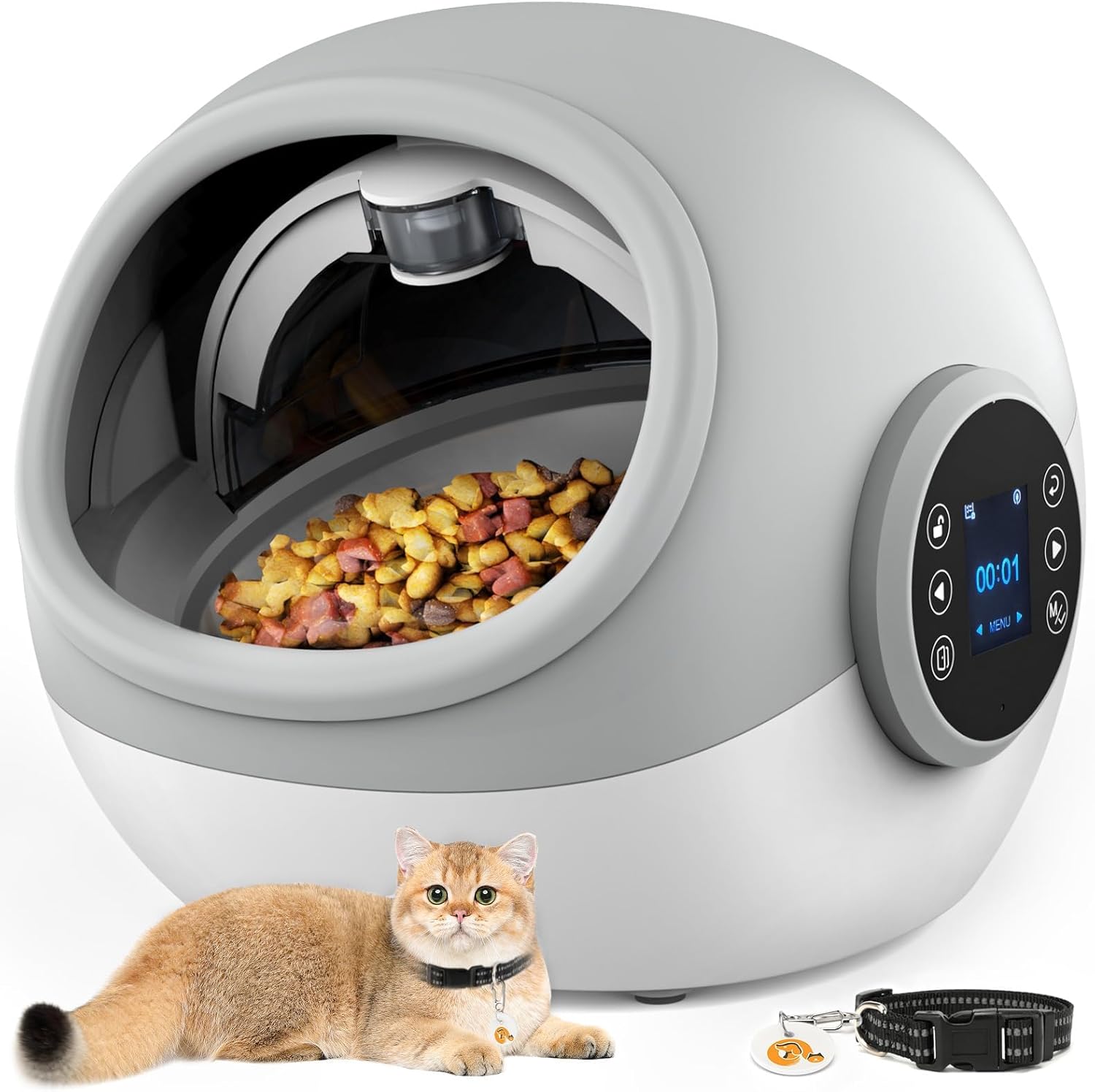 Lesotc RFID Automatic Cat Feeder, Microchip Pet Feeder, Cat Food Dispenser with Collar, Auto Pet Feeder - Prevents Food Stealing, Perfect for Prescription Diets, Schedules Meals for Multiple Cats