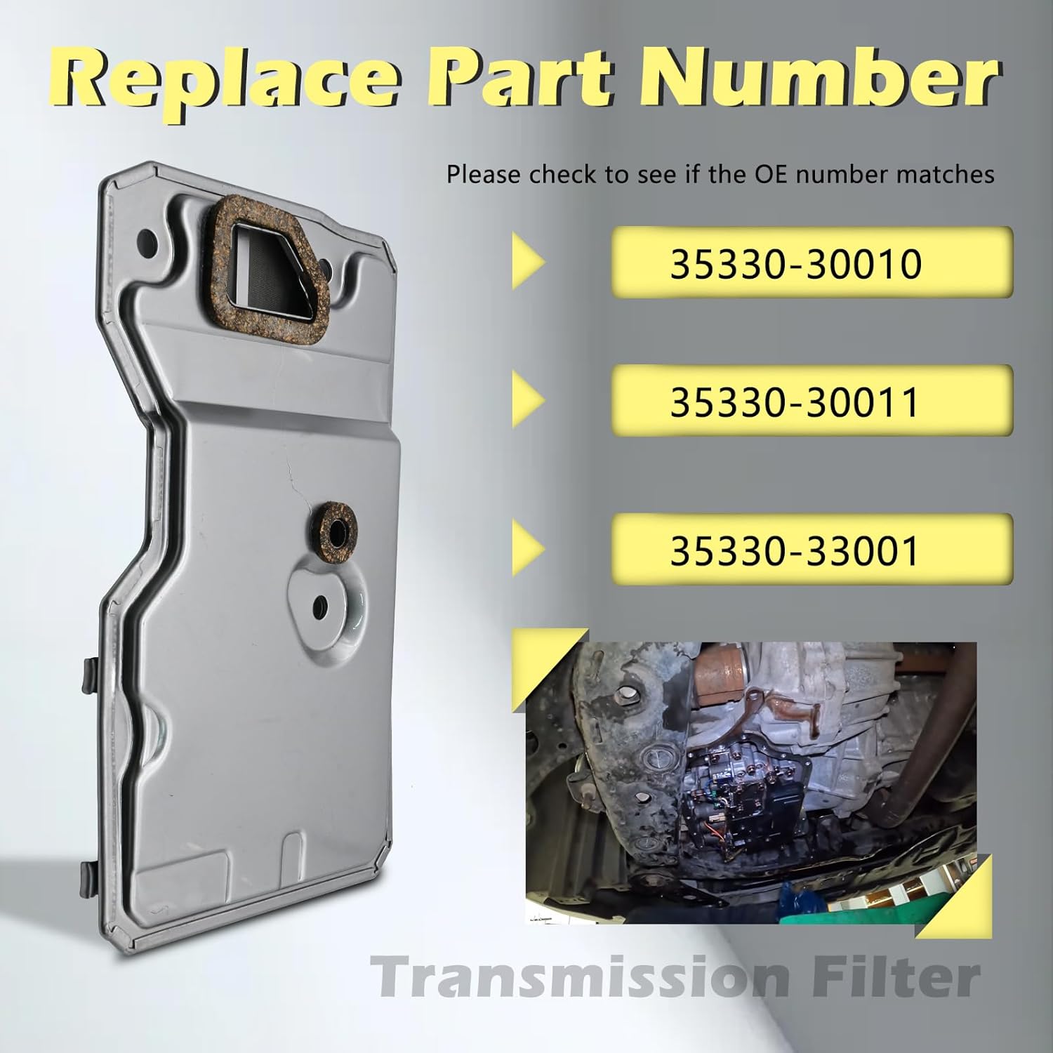 A340E A340F A340H A341E A343E Automotive Trans Transmission Filter Kits Oil Pan Gasket Compatible with Toyota Tacoma 4Runner Supra Cressida Pickup Previa Sc300 T100 86-00# 35330-30010