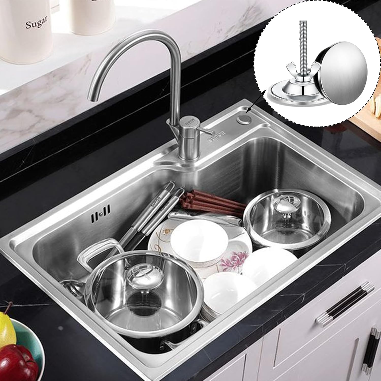 Kitchen Sink Hole Cover, 2in Kitchen Sink Cover Plate Sink Sprayer Plug Faucet Hole Cover Stainless Steel Sink Hole Cap Kitchen Sink Sprayer Hole Cover for Sink Sprayer Hole