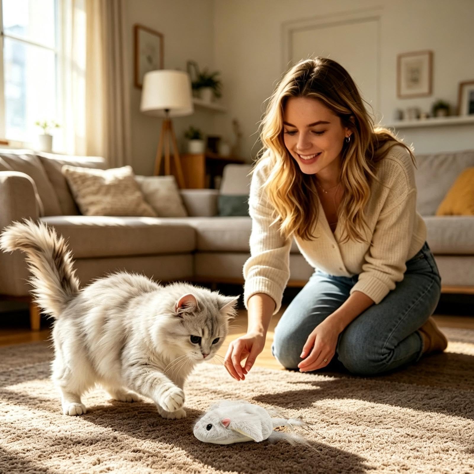 Interaktives Katzenspielzeug für Katzen, Köder in Form eines Eichhörnchens