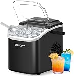 Euhomy Machine à glaçons, 26.5 lbs/24H Machine à glace de comptoir avec auto-nettoyage, 8 Cubes de glace Bullet Prêt en 6 Mins, Machine à glaçon portable compact pour la maison, Cuisine, Bureau, Bar, Fêtes (Noir foncé)