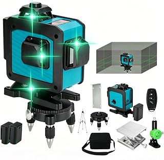 16 Lines Laser Level Set with Tripod, 4x360° 4D Green Cross Line Professional for Construction, Two 360° Vertical and Two 360° Horizontal Laser Level Pulse Mode and Remote Controller