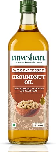 Anveshan Wood Cold Pressed Groundnut (Peanuts) Oil 1 Litre | PET Bottle | Kolhu/Kacchi Ghani/Chekku | Naturally Cholestero...