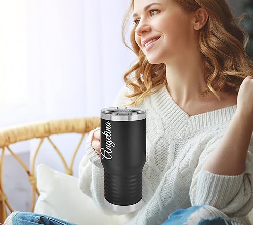 Miniatura 9 de Vasos personalizados con asa, tapa a prueba de salpicaduras, tu nombretexto grabado, tazas personalizadas de acero inoxidable con aislamiento al
