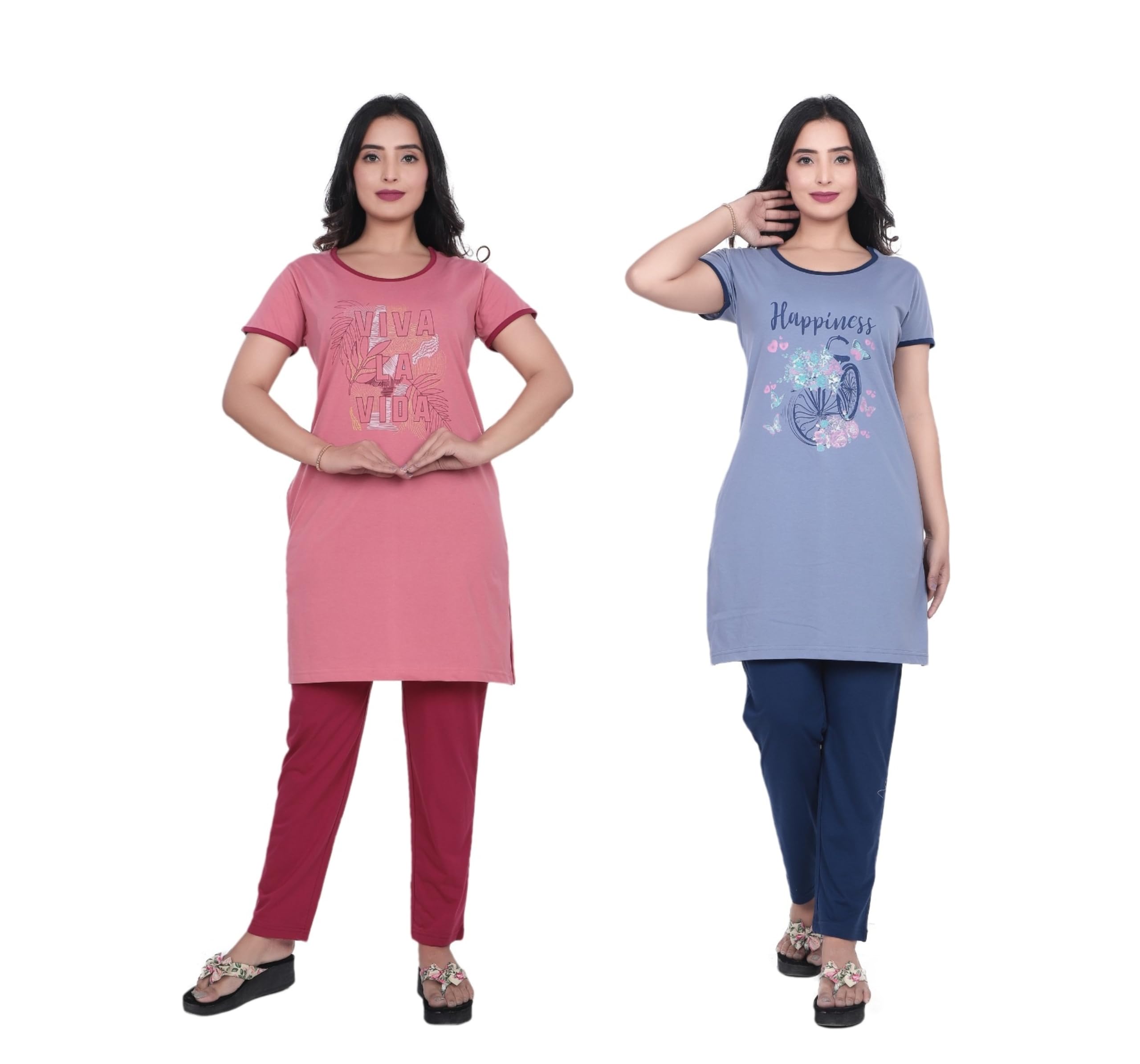 clint Night Suits for Women, Pyjama Set for Women, Cotton Blend Night Suit for Women, Night Wear for Women, Lounge Wear Set for Women - Printed Shirt & Pyjama (Pack of 2)-picture-16
