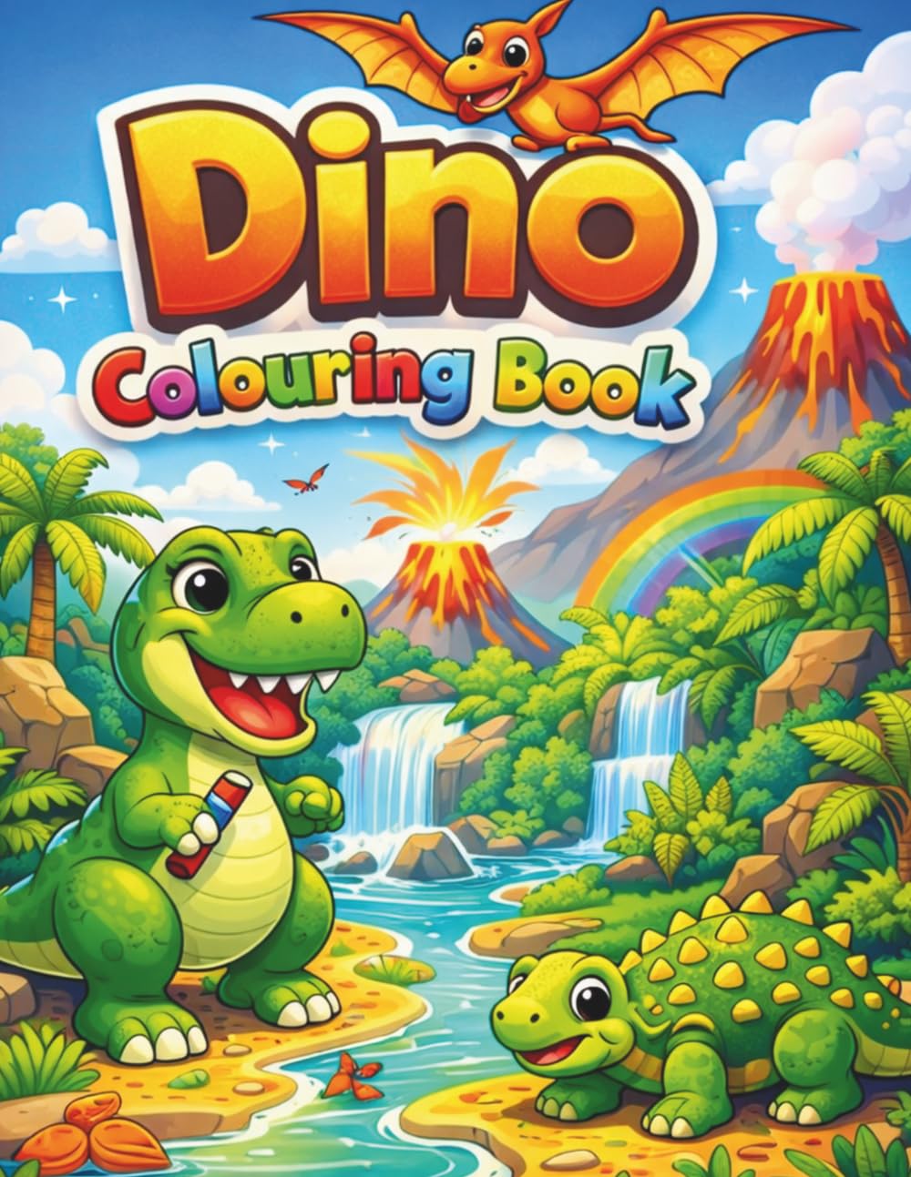 Dino Colouring Book: Roaring Fun with Cute Cartoon Dinosaurs for Kids to Color and Explore!