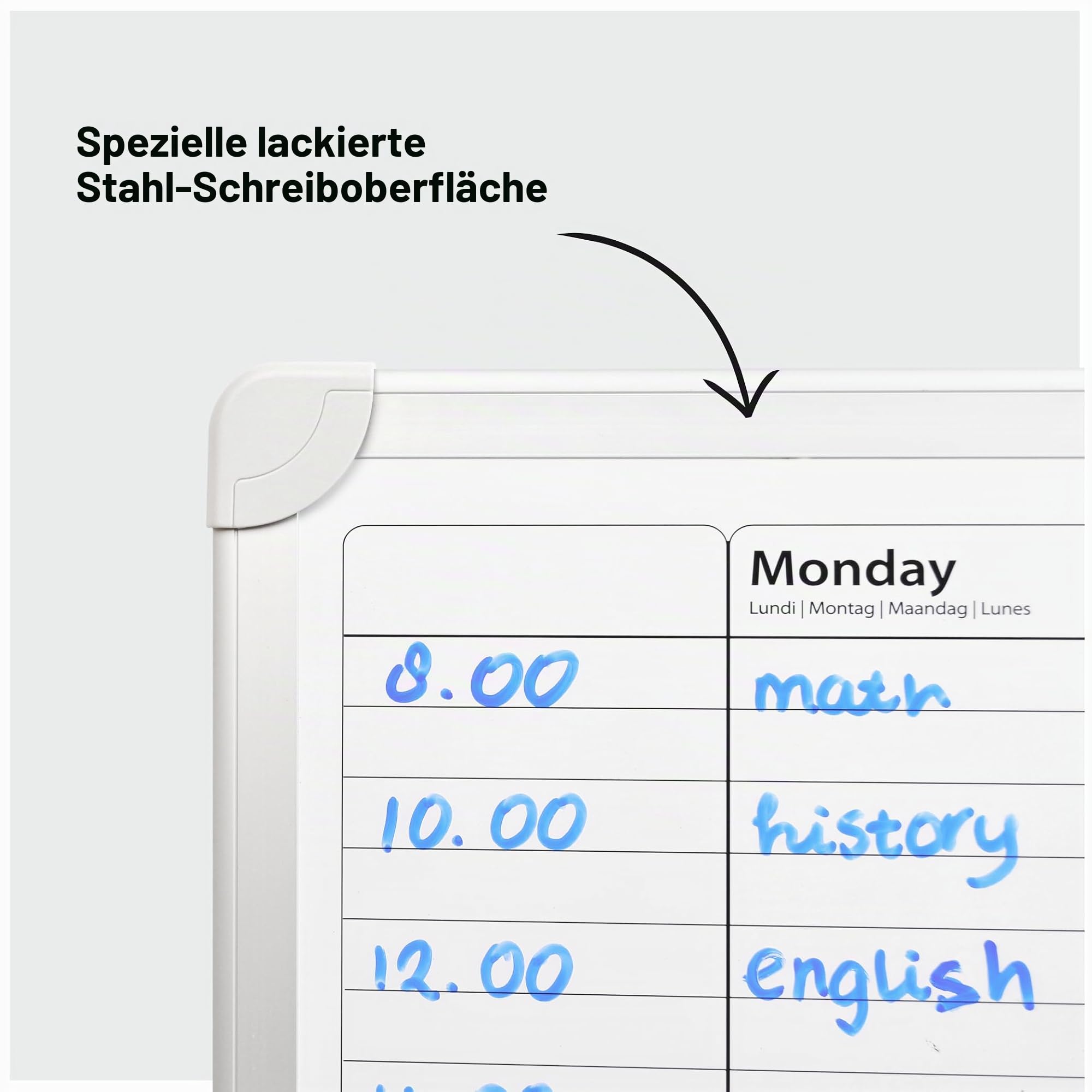 Desq® Wochenplaner | Magnethaftend | Aluminium Rahmen | 60 x 90 cm | Aluminiumablageschale