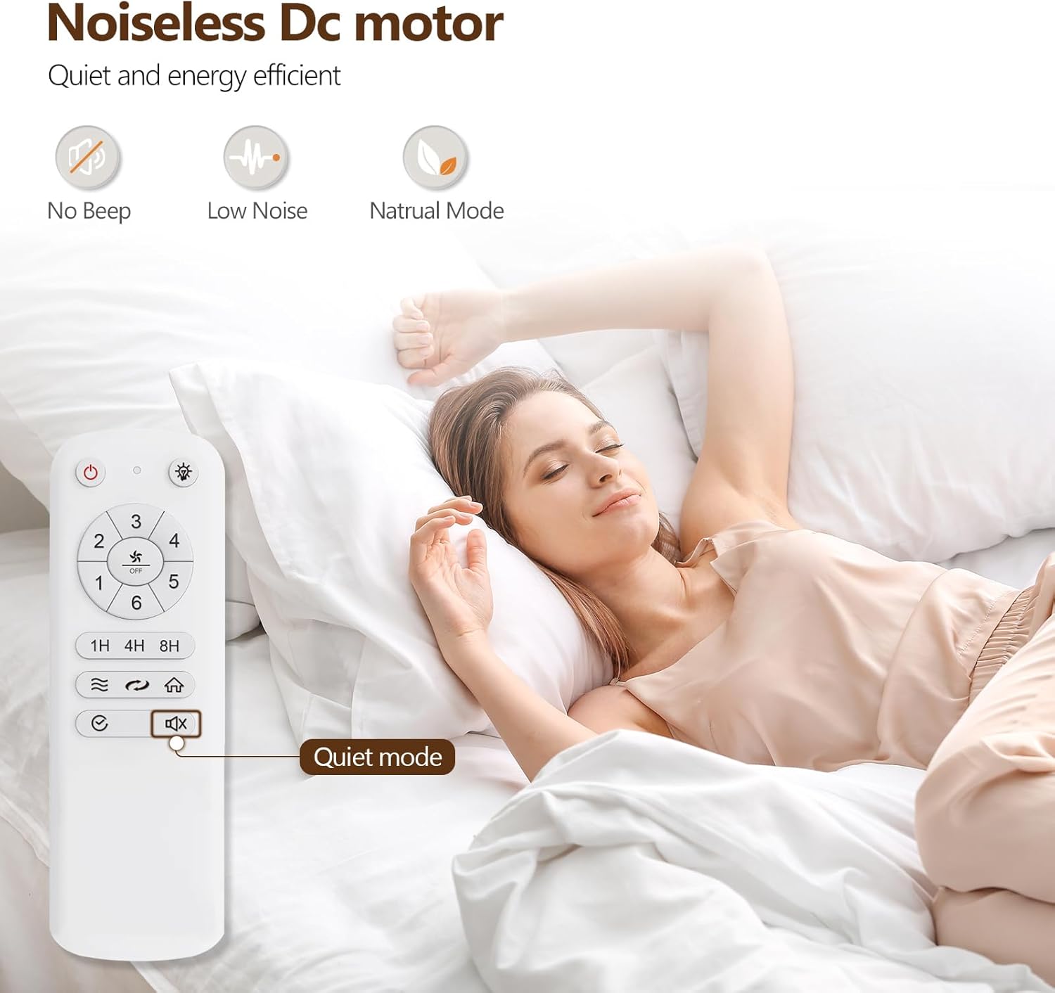 36 Inch Solid Wood Ceiling Fan with Remote,White Ceiling Fan no Light,6 Speeds,Noiseless,Reversible DC Motor,Modern Ceiling Fans without Lights for Outdoor Indoor Bedroom Farmhouse,Patios