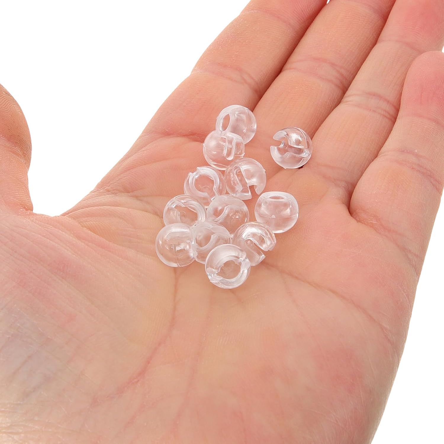 Luxshiny 12pcs Beaded Chain Stop Clear Chain Crimp Stops Roller Shades Blind Control Chain Ball Stopper Lock Ball for Beaded Chain Blinds Bead Accessories, 0.80X0.80X0.70CM - Image 3