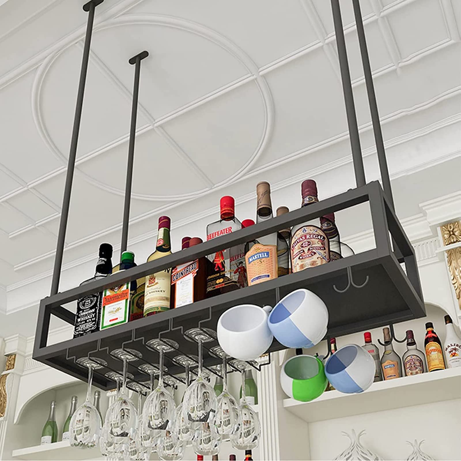 Casier à vin en métal de plafond industriel réglable pour restaurant