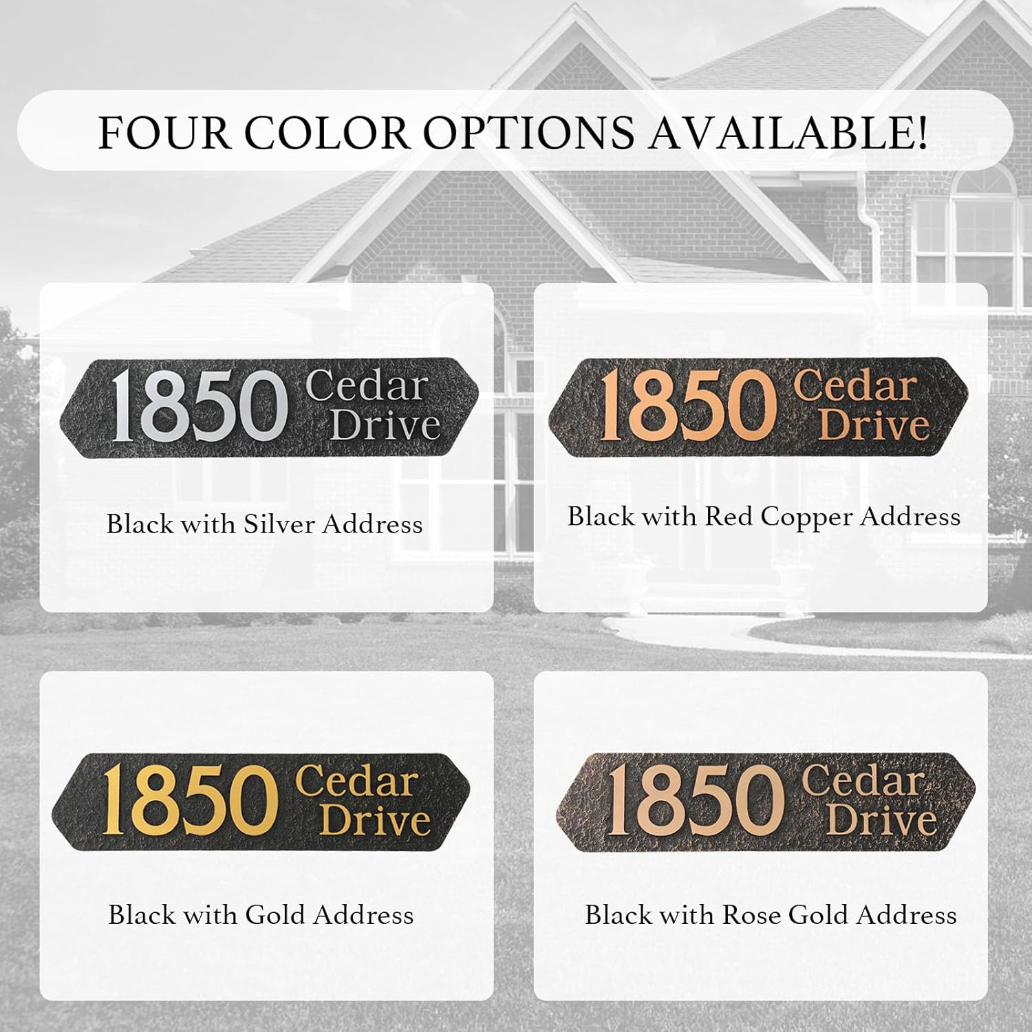 Address Plaque - Personalized Address Sign,House Number Sign Plaque,House Address Numbers for Outside House - Custom Garden Wall sign,Fade Resistance|Any Font and Numbers Horizontal 15.7'' x 3.7'' Reflective Metal