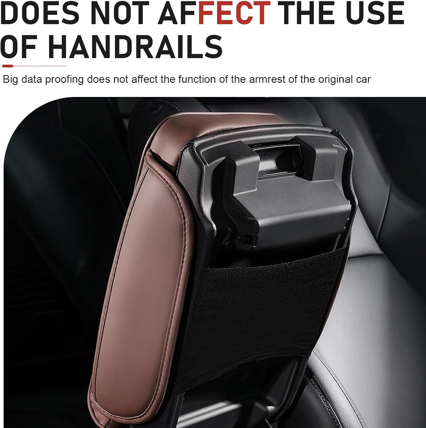 WZP Car Middle Console Cover, Leather Memory Foam Car Arm Rest Cover Pad with Storage Pocket, Waterproof & Anti-Scratch Console Covers for Truck Sedan SUV (Brown)