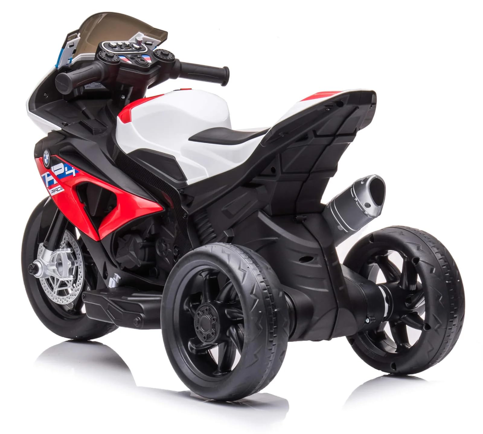 Mediawave Store – Moto Elettrica per Bambini BMW HP4 Sport LT938 12V con 3 Ruote Lettore MP3 Luci LED e Design Realistico per il Divertimento dei Piccoli Piloti in Totale Sicurezza (Rosso)