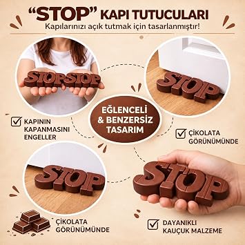 STOP Kapı Tutucu, Çikolata ve Beyaz Görünümlü PVC Malzeme Kapı Stoperi, Kaymaz Kapı Altı Tutucu, Kapı Kapanmasını Engeller, Dayanıklı Kapı Durdurucu, Ev Ofis Yatak Odası için Kapı Stoperi