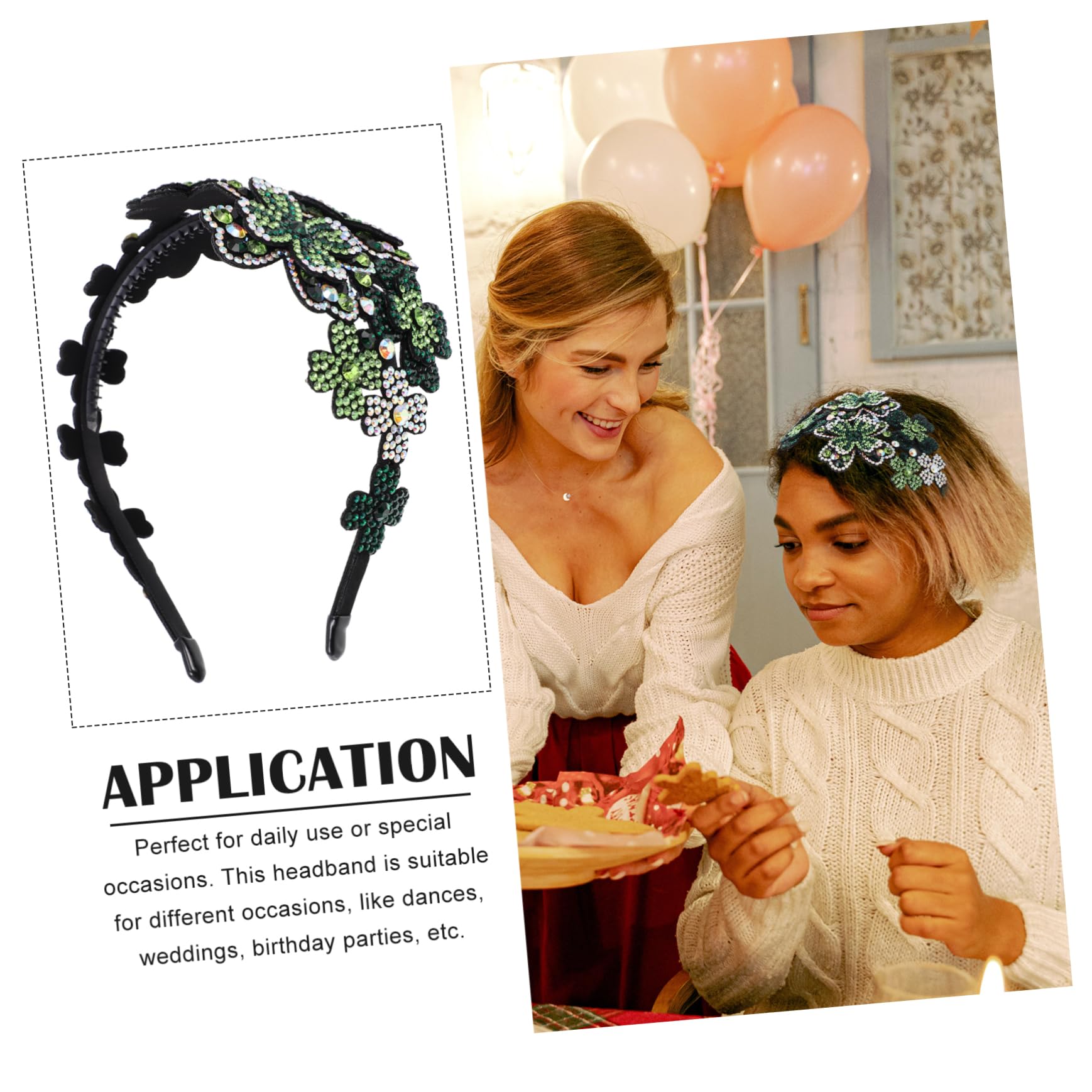 Diadema Ancha Flores y Gemas de Imitación para Mujeres