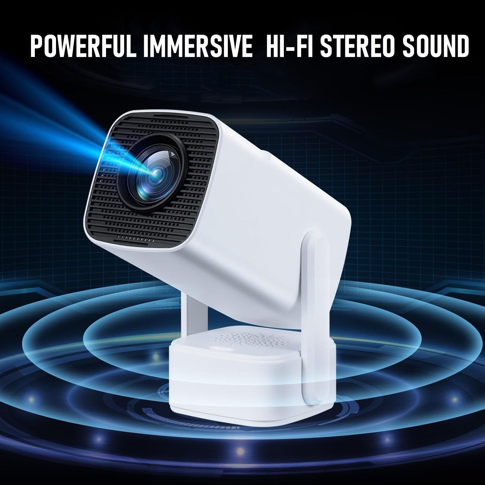 Mini Projektor Filmowy, Przenośny, Inteligentny Projektor Wideo 4K 1080P z automatyczną korekcją, WiFi 6 BT 5.4, Ekran Projekcyjny od 25 do 110 Cali, do Domu, Sypialni (wtyczka UE)
