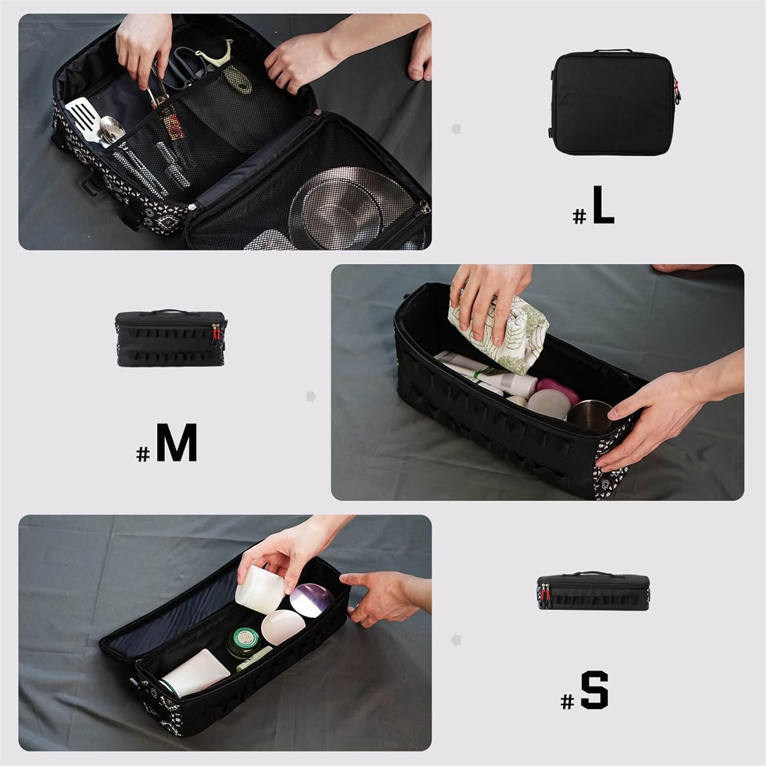 Weatherproof Camping Table Side Storage Bag with Several Sections Storage Organizers for Adventure Gear Organization
