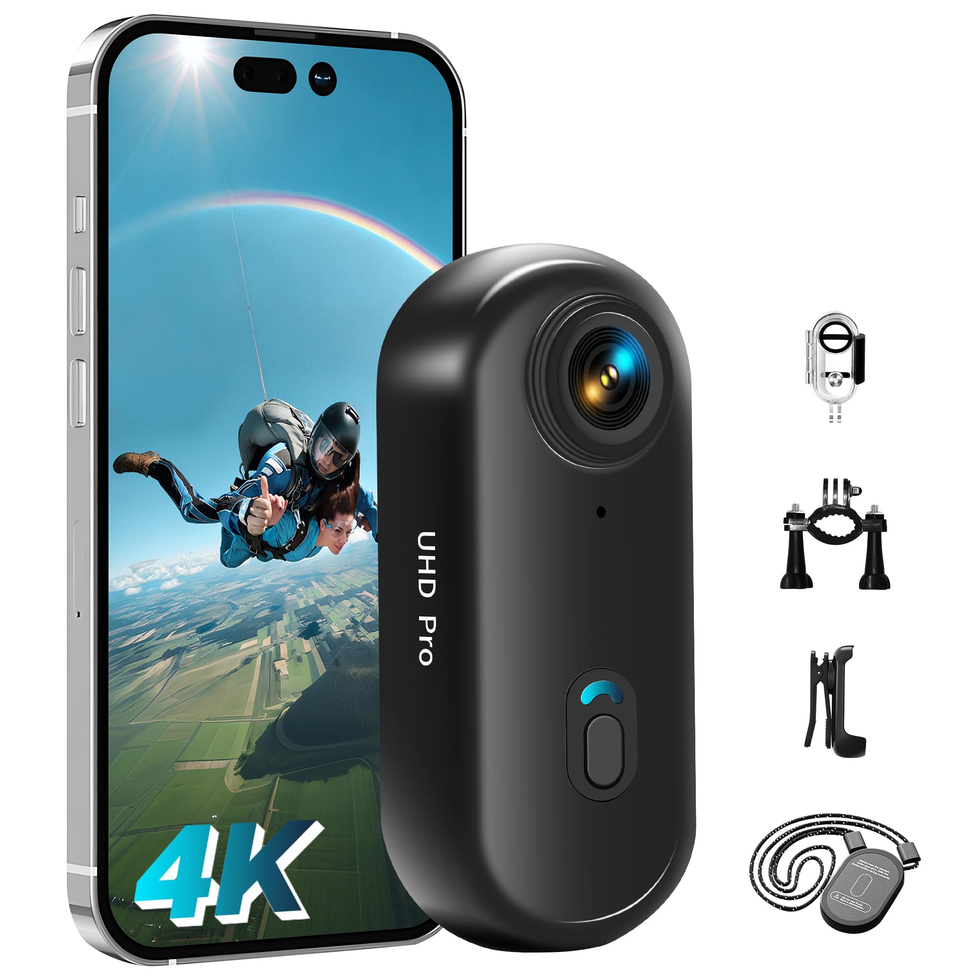 Mini Camera Sport,4K Action Cam WiFi et Carte mémoire 16 Go,caméra POV sous-Marine étanche jusqu'à 30 m, 360 ° pour Casque de vélo,caméra corporelle,bodycam,Camera Waterproof,Petite caméras