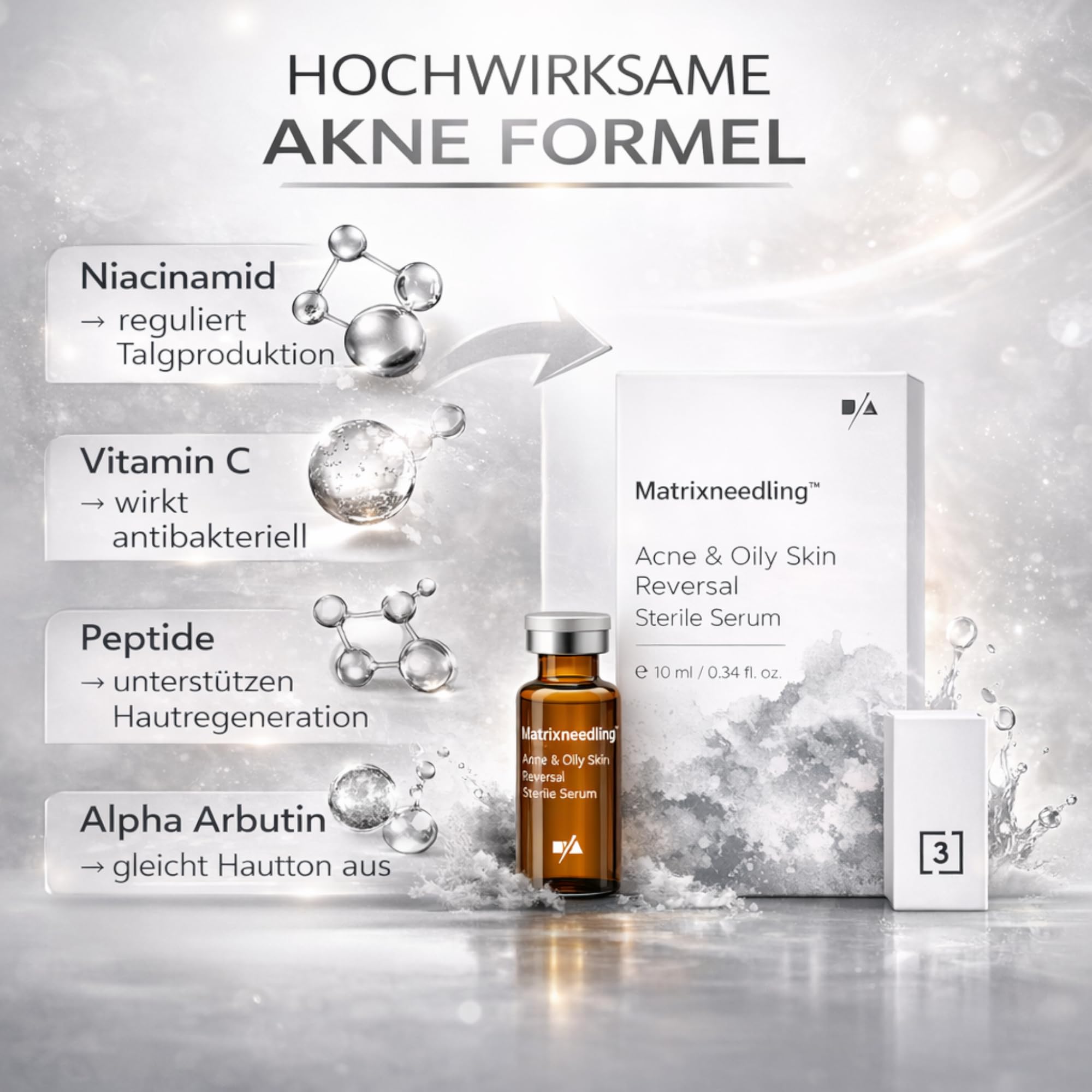 Matrixneedling™ Acne & Oily Skin Reversal – Microneedling Serum gegen Akne & fettige Haut – Niacinamid, Vitamin C & Peptide – Steriles Gesichtsserum für Dermapen & Dermaroller