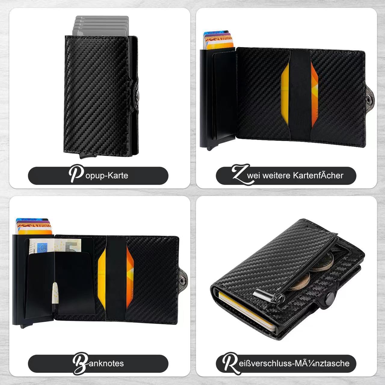 AISIR Porta Carte di Credito,Portafoglio Uomo,Portafoglio da uomo,Portafoglio Uomo Slim di Protezione RFID,Mini Portafoglio da uomo con Scomparto per Banconote e Scomparto per Monete.