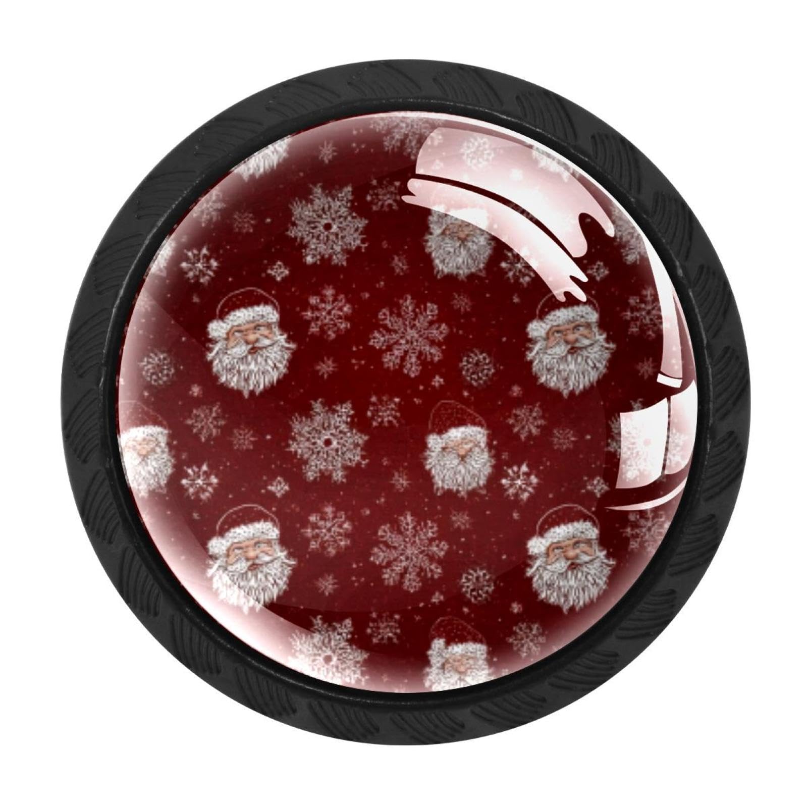 Chenzzzz Multicolored 06 4 Pack Santa Snowflakes Red (1) Dresser Drawer Cabinet Knobs Black Round Drawer Knob Pull Handle With Screws For Kitchen Wardrobe Cupboard Furniture Decor